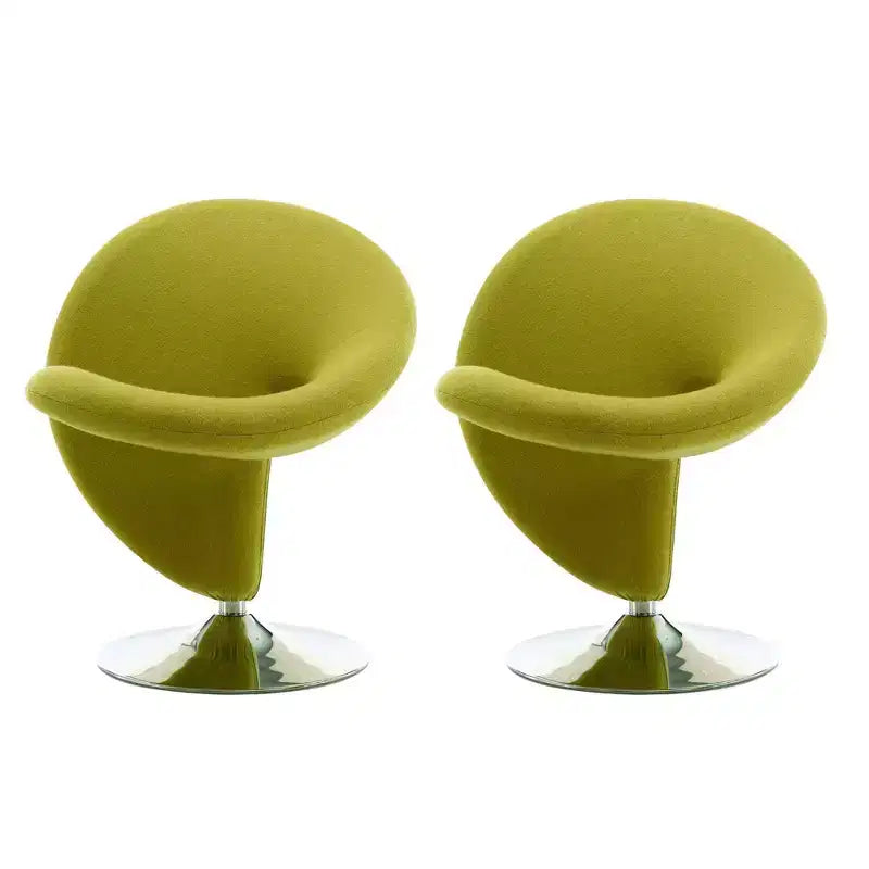 Set of 2 Curl Wool Blend Swivel Accent Chairs - Manhattan Comfort