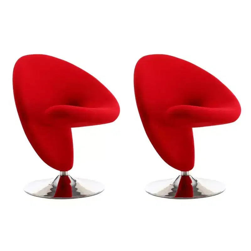 Set of 2 Curl Wool Blend Swivel Accent Chairs - Manhattan Comfort