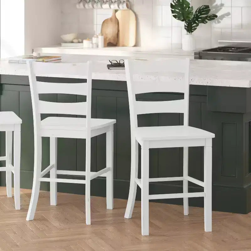 Counter Height Bar Stools with Backrest & Footrest, Upholstered Metal Barstools for Kitchen Island