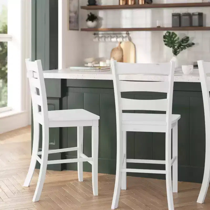 Counter Height Bar Stools with Backrest & Footrest, Upholstered Metal Barstools for Kitchen Island