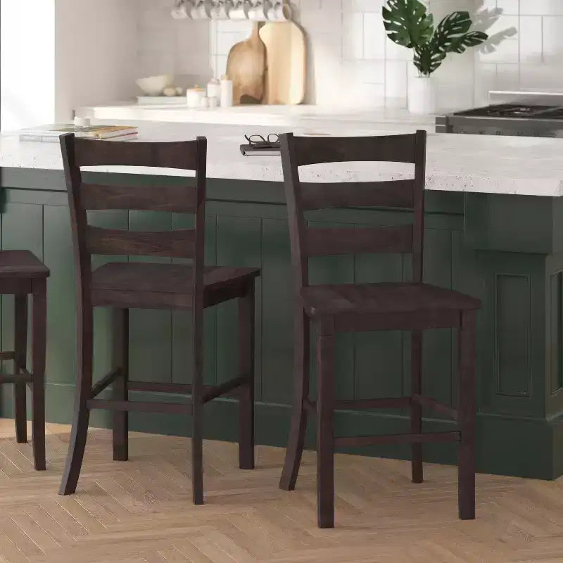 Counter Height Bar Stools with Backrest & Footrest, Upholstered Metal Barstools for Kitchen Island