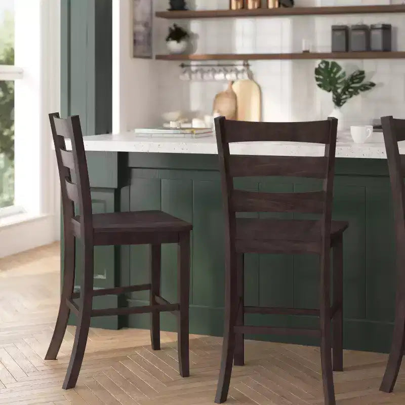 Counter Height Bar Stools with Backrest & Footrest, Upholstered Metal Barstools for Kitchen Island