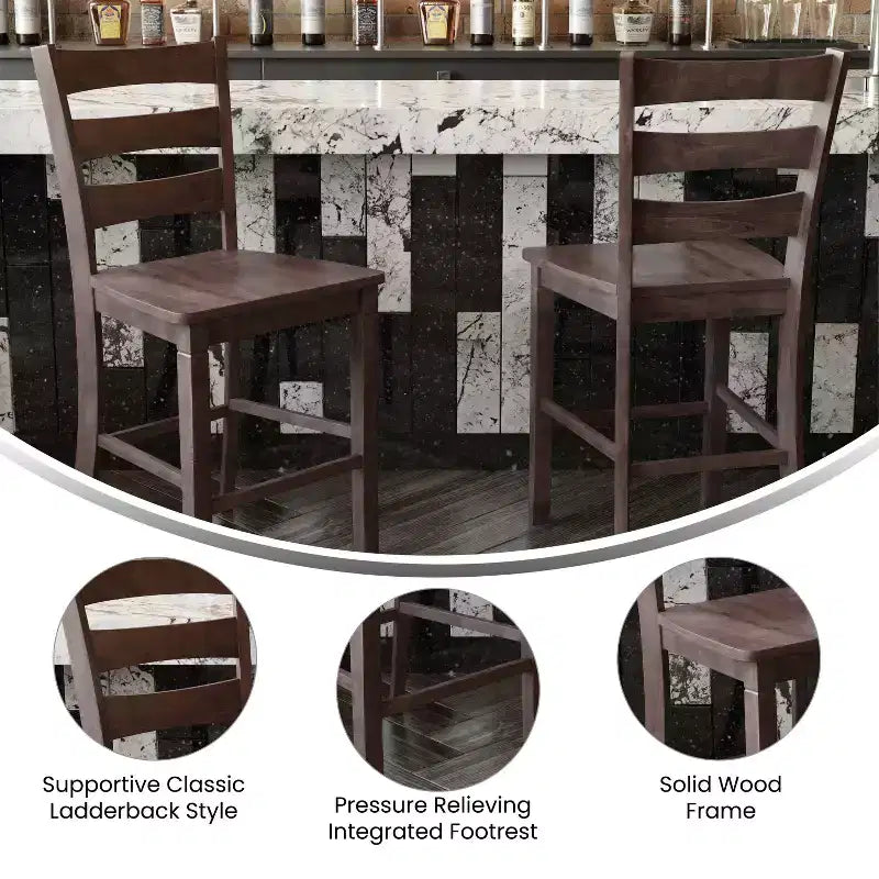 Counter Height Bar Stools with Backrest & Footrest, Upholstered Metal Barstools for Kitchen Island